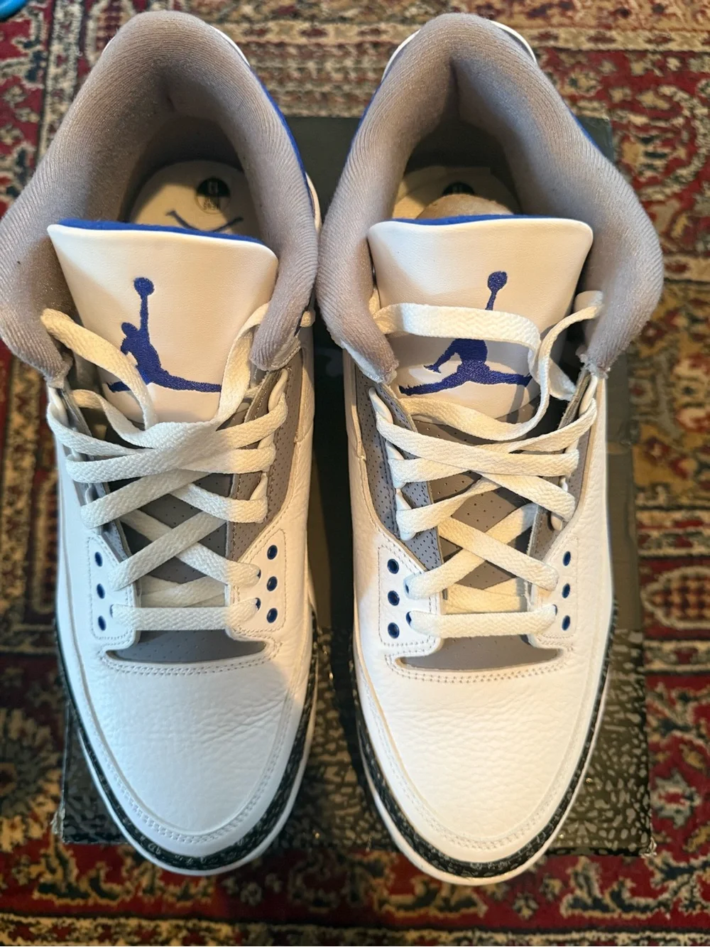 Jordan 3 Retro Racer Blue - Men's White & Royal Blue Basketball Sneakers